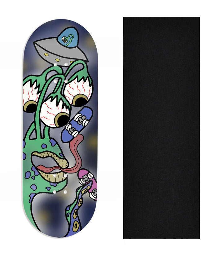 Teak Tuning Heat Transfer Graphic Wooden Fingerboard Deck, Design Contest 2024 Winner, originalfingerking - "Lick Flip" 32mm Deck