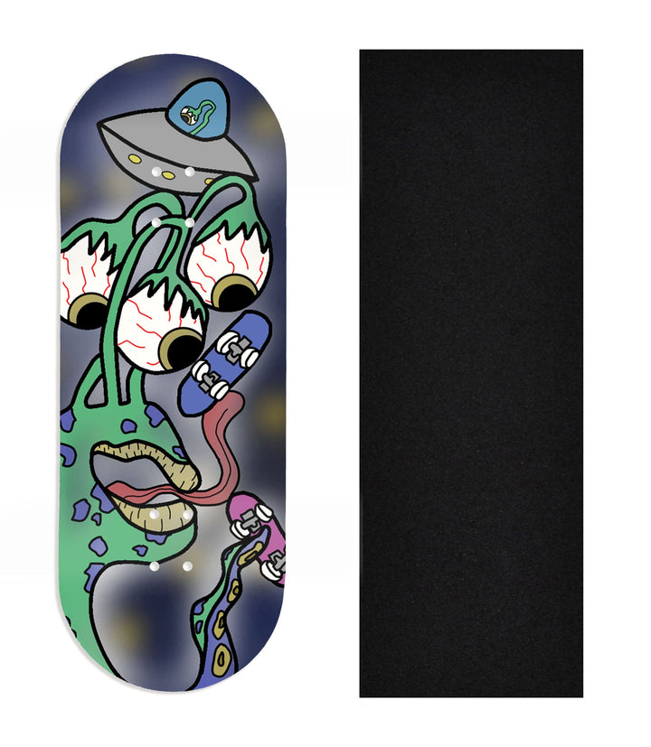 Teak Tuning Heat Transfer Graphic Wooden Fingerboard Deck, Design Contest 2024 Winner, originalfingerking - "Lick Flip" 34mm Deck