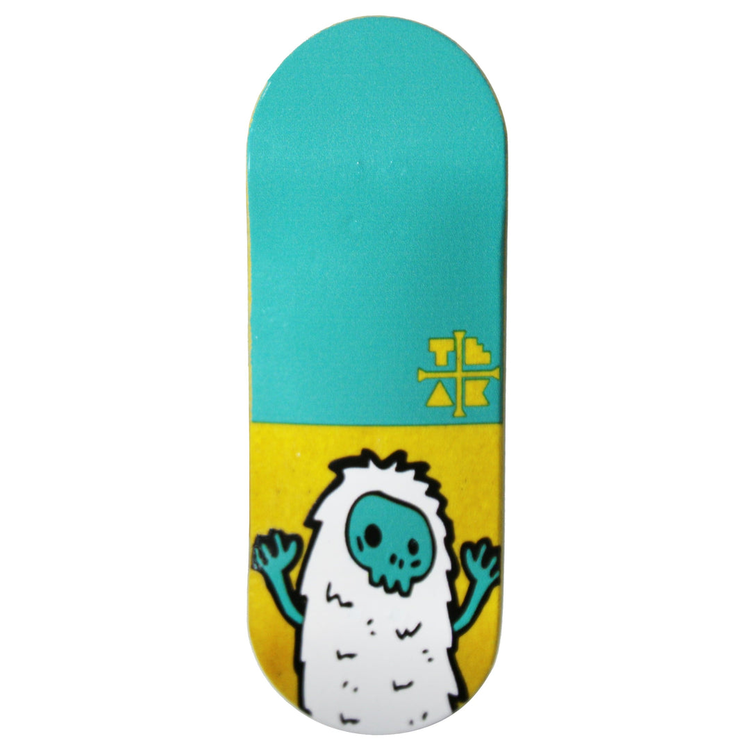 Teak Tuning Flow Series Wooden Deck - “Yellow Yeti” Graphic  - 34x96mm with Colorful Plies