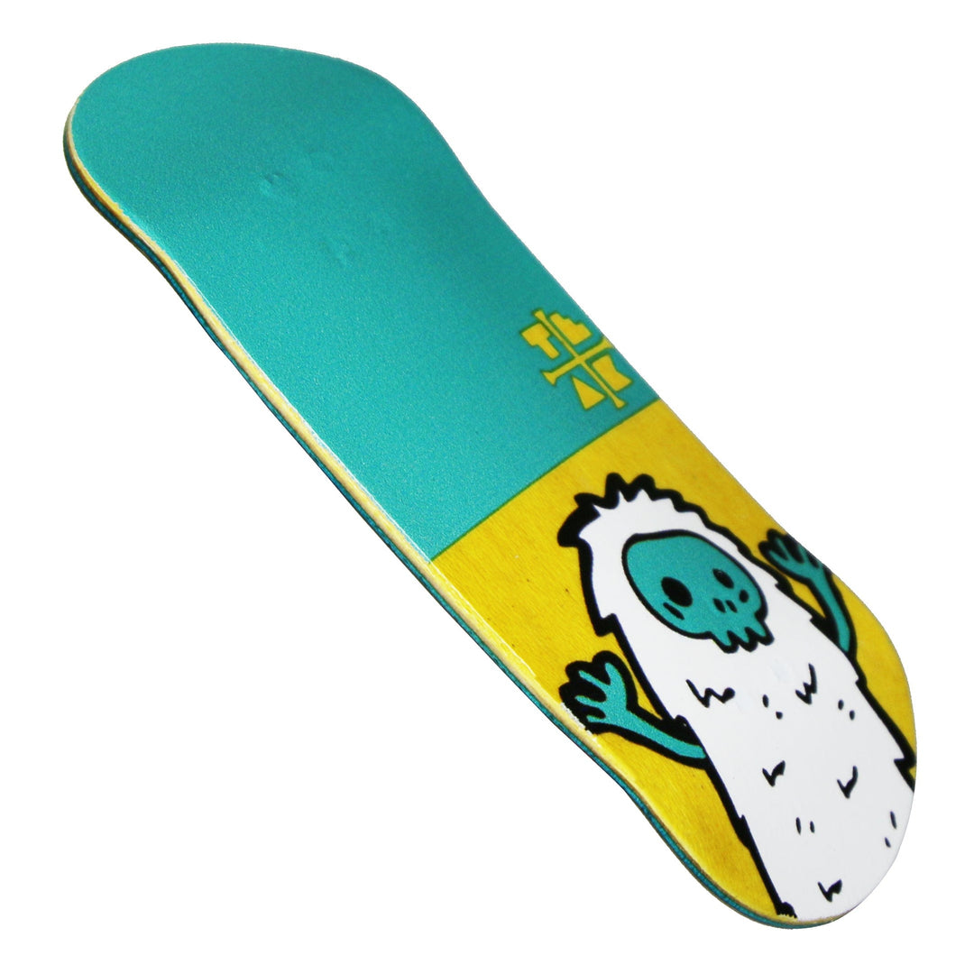 Teak Tuning Flow Series Wooden Deck - “Yellow Yeti” Graphic  - 34x96mm with Colorful Plies