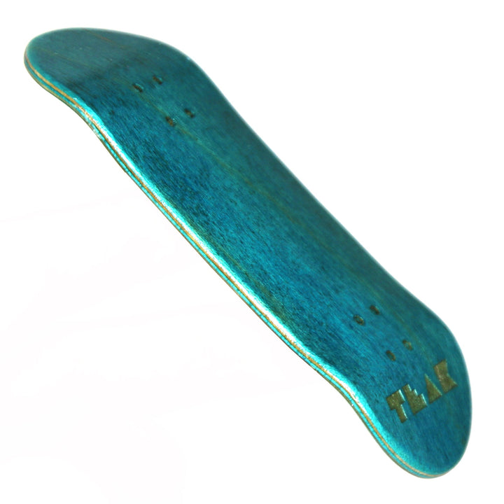 Teak Tuning Flow Series Wooden Deck - “Deep Teal” Engraved Deck  - 32x96mm with Colorful Plies