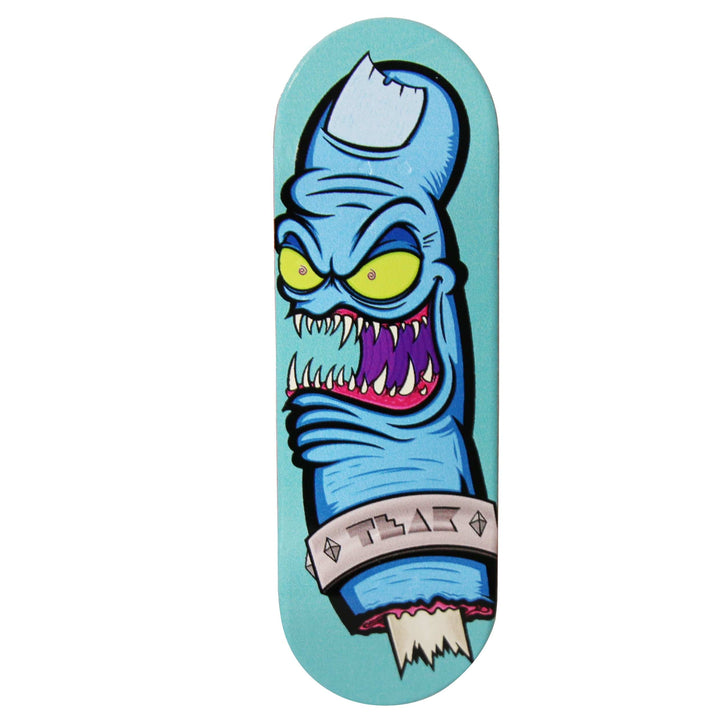 Teak Tuning Flow Series Wooden Deck - “Gnarly Bite” Graphic by @jhefty - 32x96mm with Colorful Plies