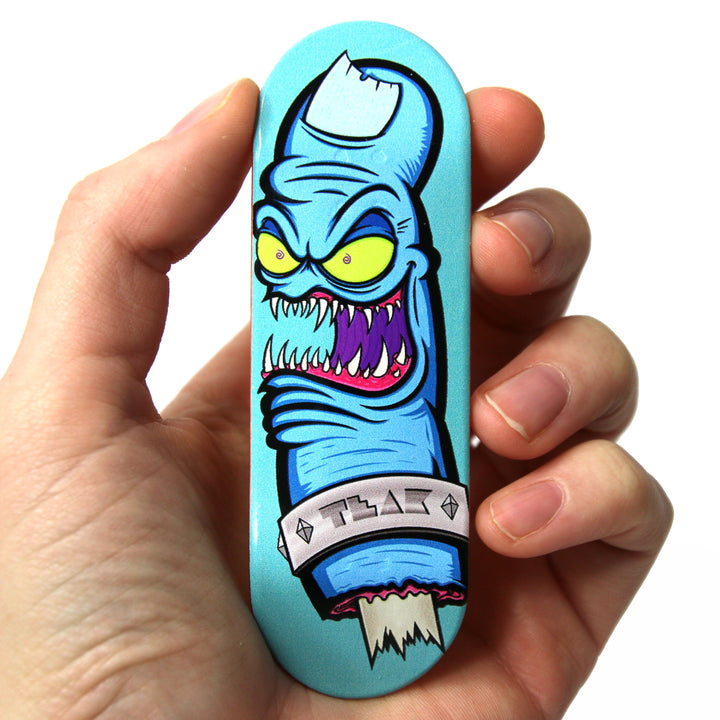 Teak Tuning Flow Series Wooden Deck - “Gnarly Bite” Graphic by @jhefty - 32x96mm with Colorful Plies