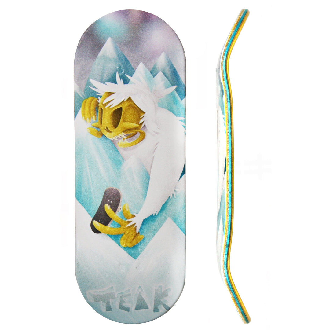 Teak Tuning Flow Series Wooden Deck - “Yeti Peaks” Graphic by @pov_obs - 34x97mm with Colorful Plies