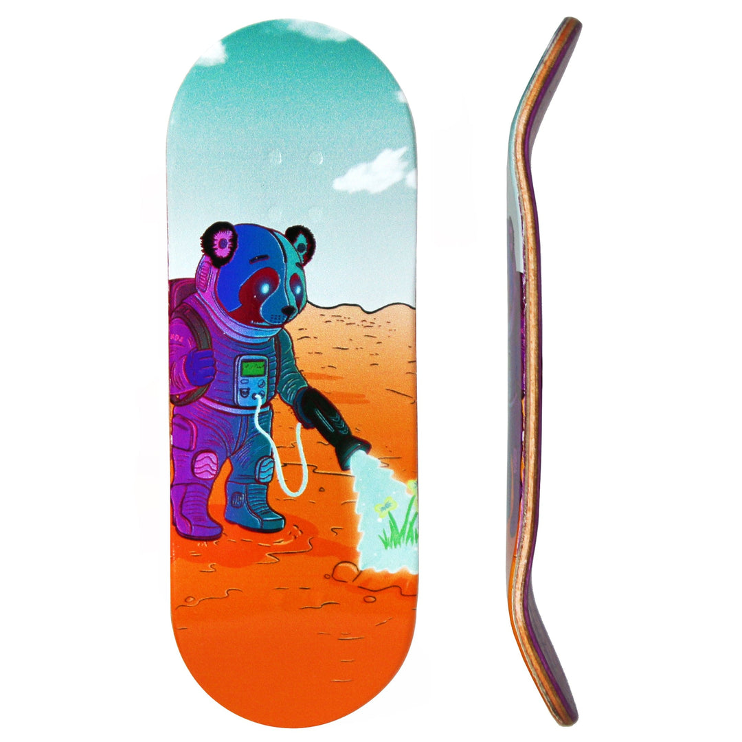 Teak Tuning Flow Series Wooden Deck - “Space Roots” Graphic by @digitalprizefight - 34x97mm with Colorful Plies