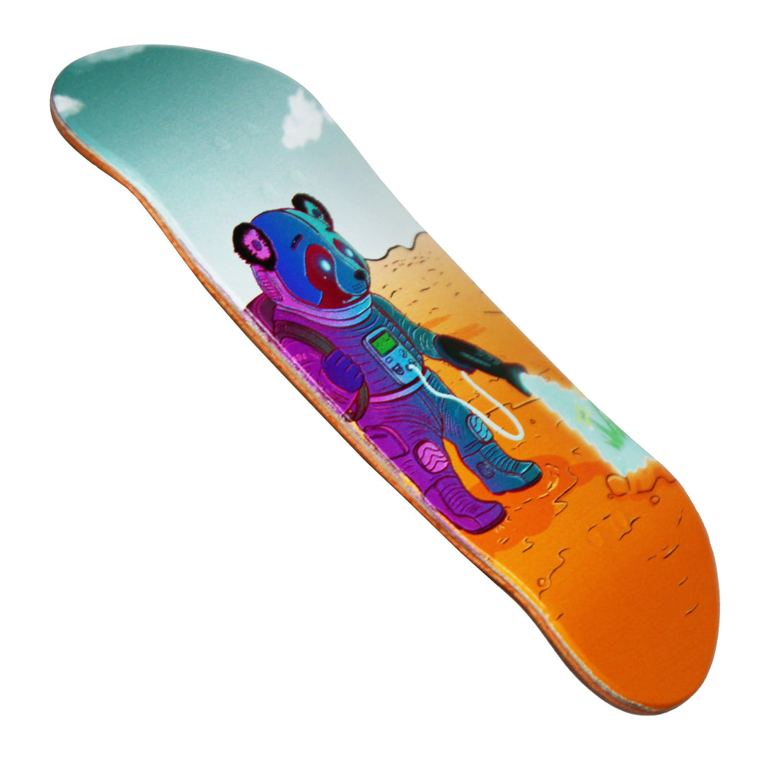 Teak Tuning Flow Series Wooden Deck - “Space Roots” Graphic by @digitalprizefight - 34x97mm with Colorful Plies