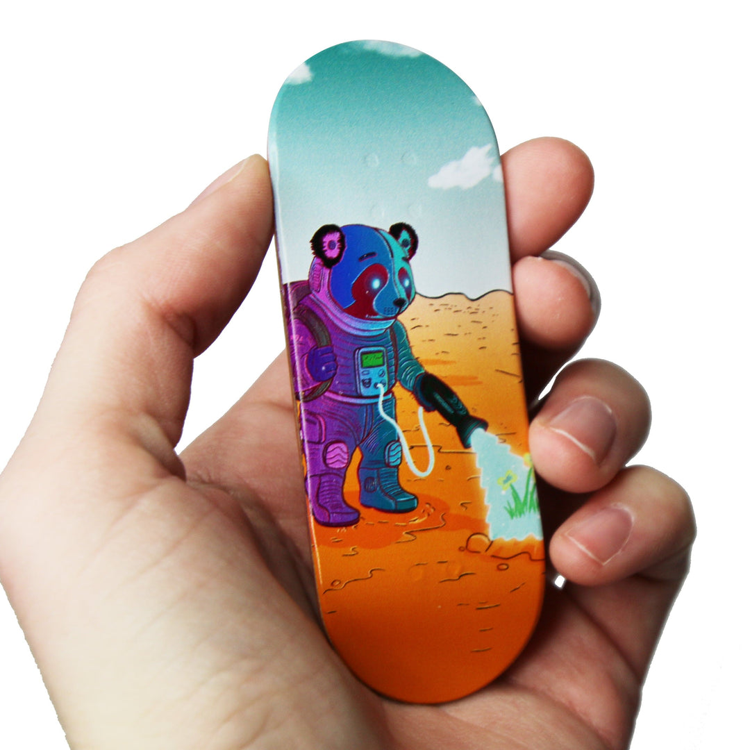 Teak Tuning Flow Series Wooden Deck - “Space Roots” Graphic by @digitalprizefight - 34x97mm with Colorful Plies