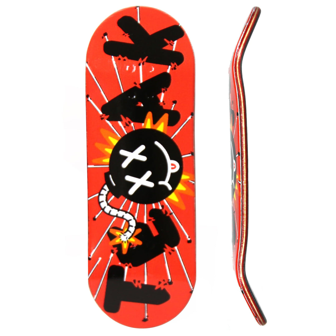 Teak Tuning Flow Series Wooden Deck - “Kaboom” Graphic by @flatline_fb - 32x96mm with Colorful Plies