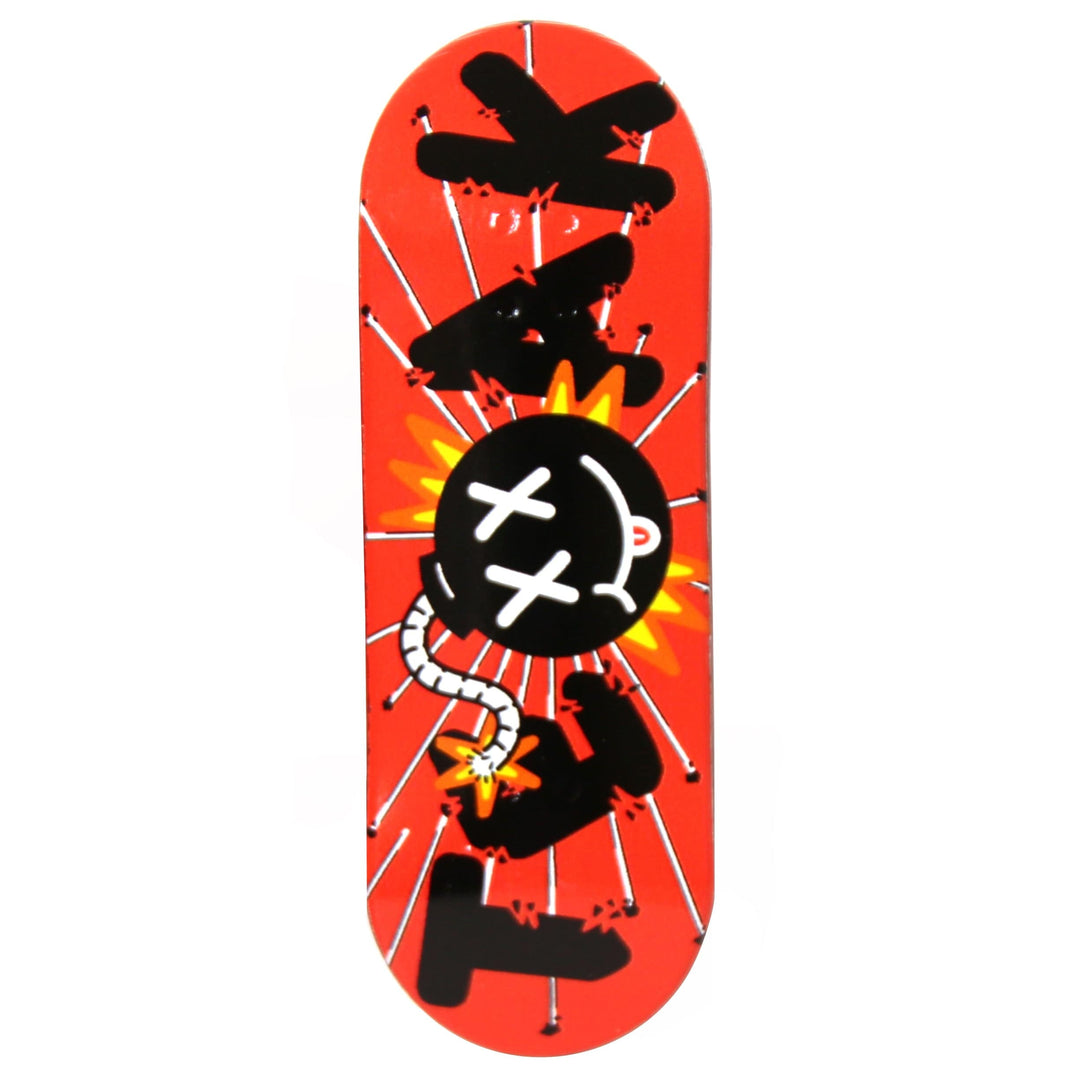 Teak Tuning Flow Series Wooden Deck - “Kaboom” Graphic by @flatline_fb - 32x96mm with Colorful Plies