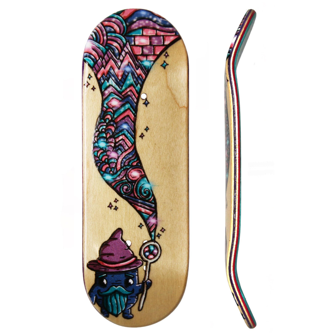 Teak Tuning Flow Series Wooden Deck - “Spellbound” Graphic by @mandrake_Creative_Co - 32x96mm with Colorful Plies