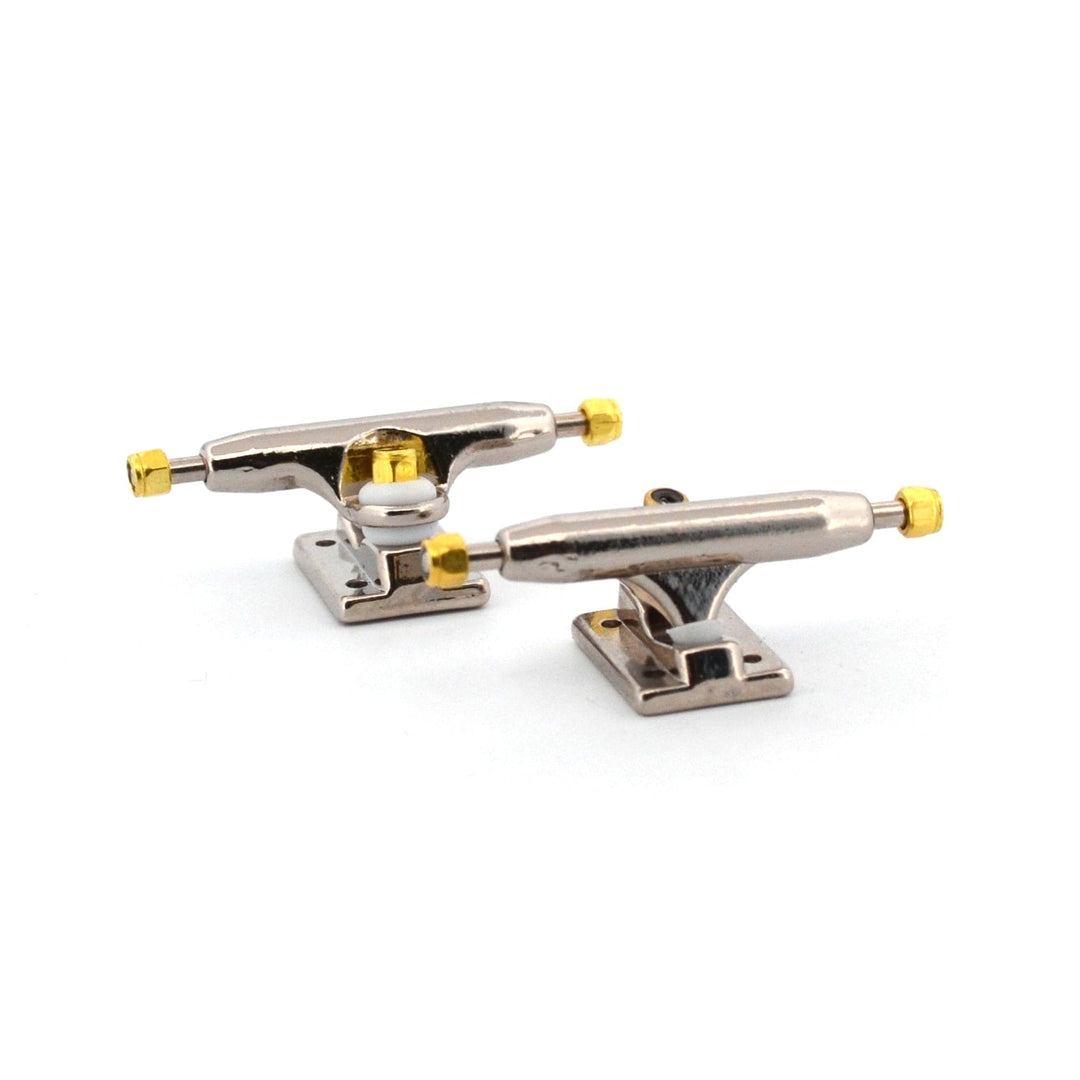 Teak Tuning 29mm Prodigy Gen2 Pro Fingerboard Trucks - Silver Chrome Colorway - Includes Pro Duro Bubble Bushings Locknut Kingpin