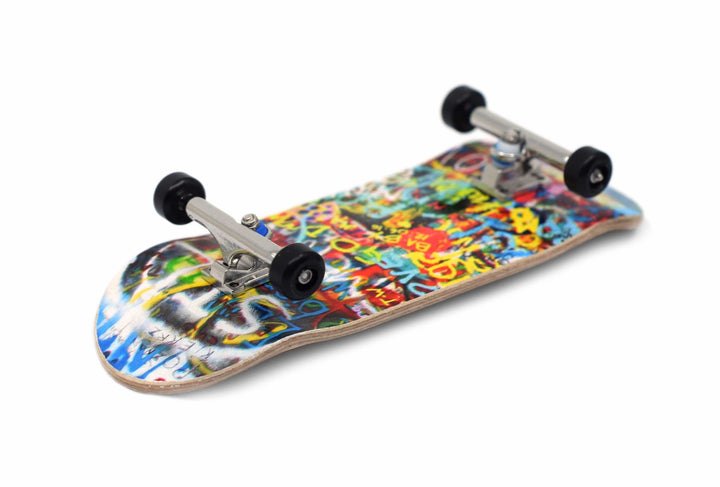 Teak Tuning 34mm Prolific Gen1 Fingerboard Complete - "Graffiti Wall" Graphic - Gen1 Prodigy Trucks + Pro Duro Bubble Bushings