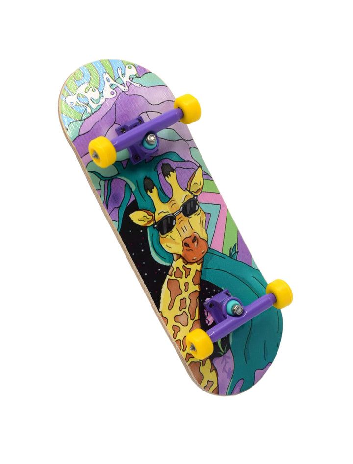 Teak Tuning 32mm Prolific Gen1 Fingerboard Complete - "Graffiti Giraffe" Graphic - Gen1 Prodigy Trucks + Pro Duro Bubble Bushings