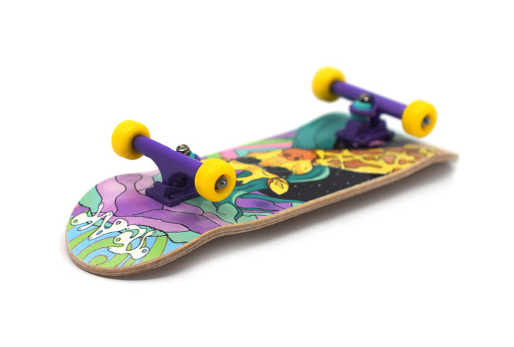 Teak Tuning 32mm Prolific Gen1 Fingerboard Complete - "Graffiti Giraffe" Graphic - Gen1 Prodigy Trucks + Pro Duro Bubble Bushings