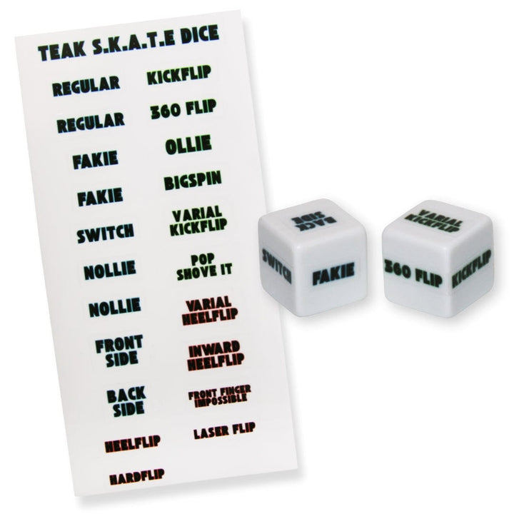 Teak Tuning Pro Fingerboards Customizable Fingerboard Trick Dice Set - Trick Sticker Sheet and Blank Dice Set