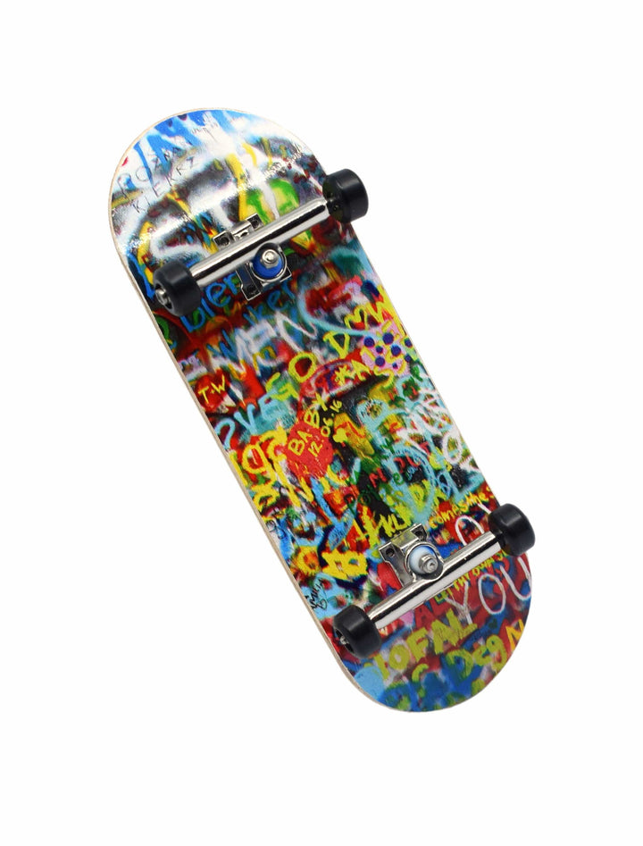 Teak Tuning 34mm Prolific Gen1 Fingerboard Complete - "Graffiti Wall" Graphic - Gen1 Prodigy Trucks + Pro Duro Bubble Bushings