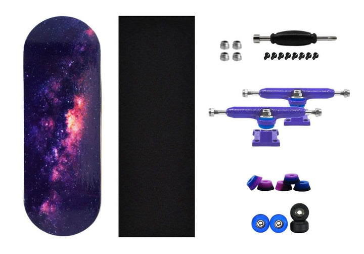 Teak Tuning 34mm Prolific Gen1 Fingerboard Complete - "Galaxy" Graphic - Gen1 Prodigy Trucks + Pro Duro Bubble Bushings