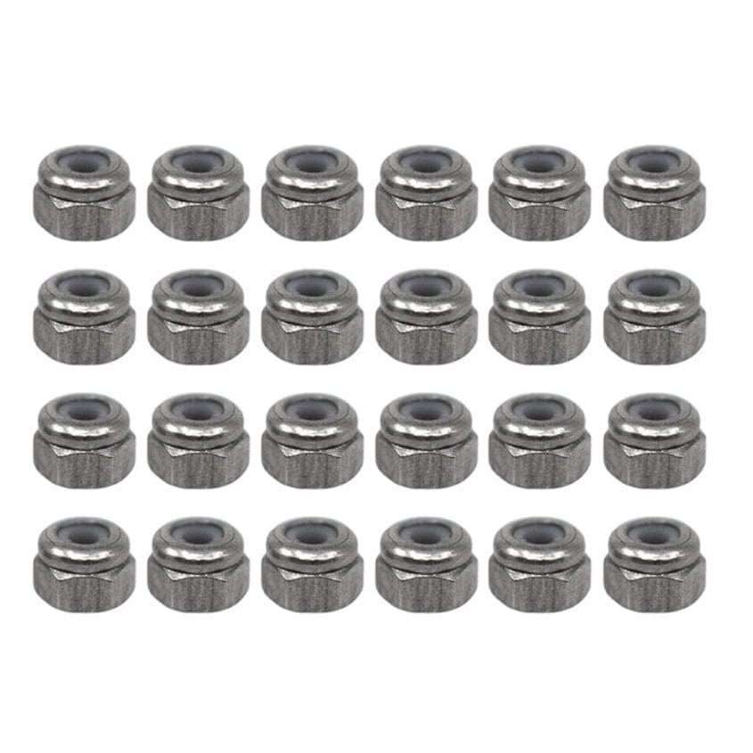 Teak Tuning Professional Nylon Insert Fingerboard Lock Nuts (Stainless Steel) 24 pack